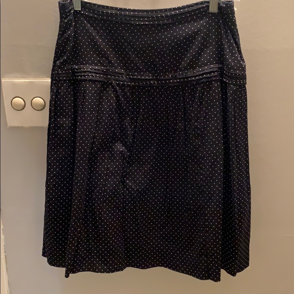 Black and white polka dot pleated skirt